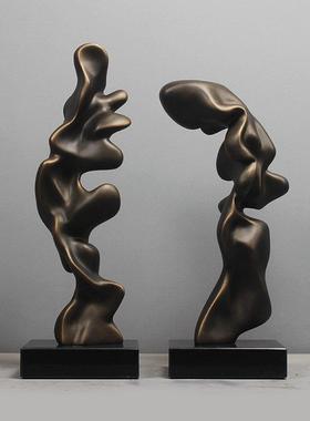 雕塑摆件抽象艺术品摆设现代轻奢软装饰品玻璃钢家居售楼书房陈设