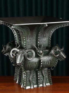 铜四羊方尊摆件青铜鼎彷古青铜器中式办公室客厅开 业乔迁礼品