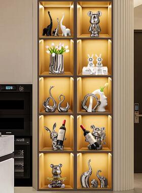 轻奢高档酒柜装饰品摆件套装餐边电视柜客厅暴力熊红酒架家居现代