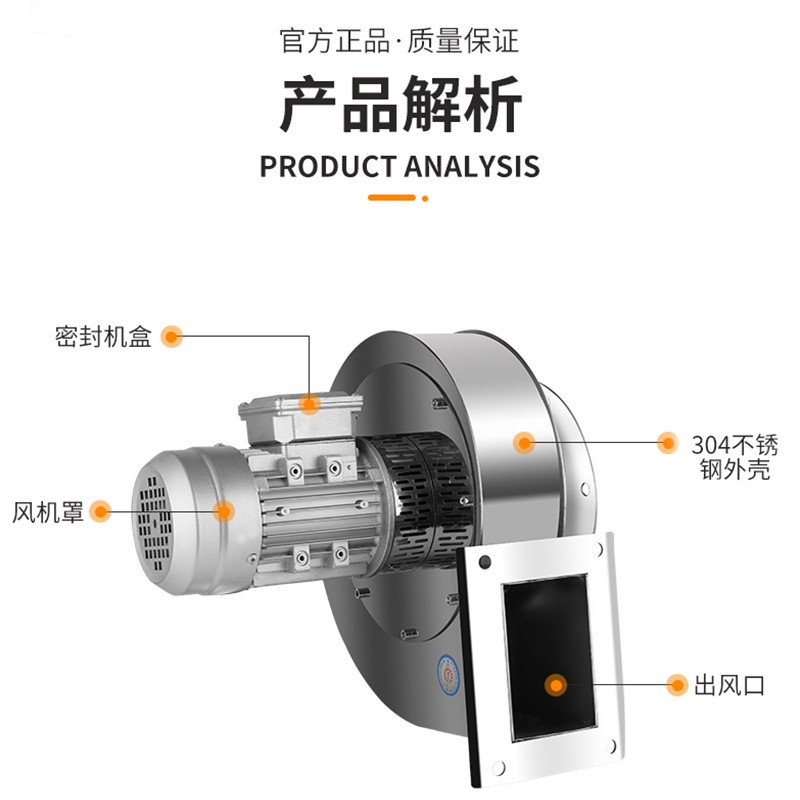 耐高温304 不锈钢小型锅炉引风机220V离心风机3R80V采暖排尘抽风 - 图0