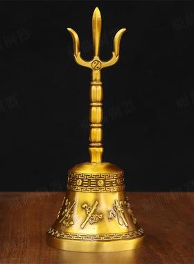 纯黄铜三清铃三叉铃手摇铃八吉祥八宝八卦铜铃铛金刚铃天蓬帝钟铜