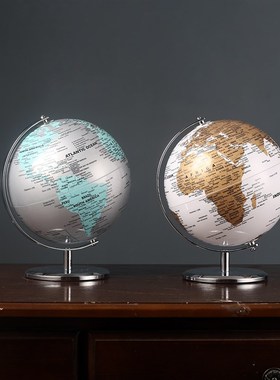 旋转地球仪模型高级n感摆件轻奢高档客厅酒柜书柜办公室桌面装饰