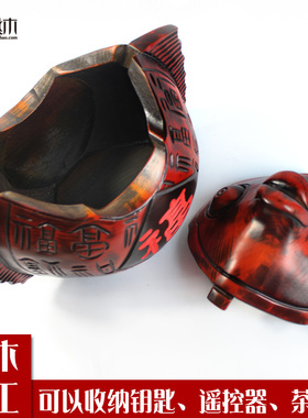 家里装饰摆件新中式客厅玄关实木创意H家居工艺品实用酒柜饰品摆