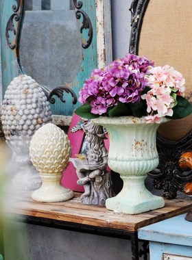 锈色罗马杯大花盆柱m盆大型花盆装饰庭院花园橱窗陈列壁炉摆件大