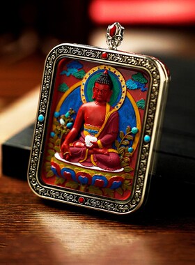 2025b本命年朱砂唐卡藏式手工彩绘十二生肖本命佛吊坠男女同款挂