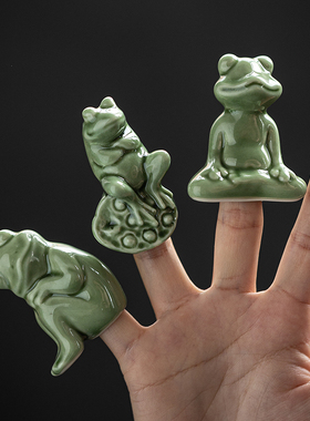 陶瓷小青蛙摆件茶台m桌面茶宠茶玩家居庭院花园鱼缸造景装饰品摆