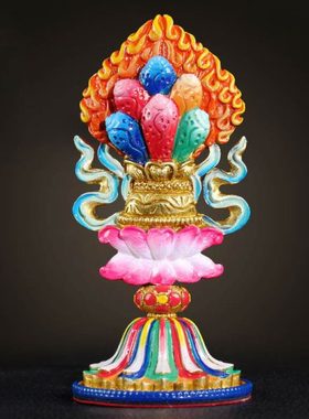 家居小摆件藏式铜制迷你彩绘轮王七政宝客厅桌面创意民族风工艺品