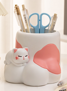 创意猫爪笔筒摆件办公室桌面收纳盒儿童卧室学生S书房装饰品小礼