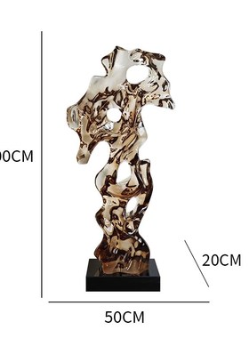 酒店客厅抽象软装雕塑p摆件透明树脂太湖石玄关售楼处大摆件艺术