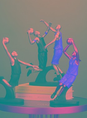 现代简约篮球运h动人物轻奢高档摆件书房书柜房间办公桌桌面装饰