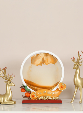 轻奢现代流沙画鹿玄关装饰摆件家居饰品客厅书房样板间.摆设艺术