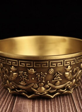 纯铜大号五福聚宝盆存钱r罐摆件家居办公室桌面装饰品乔迁开业礼