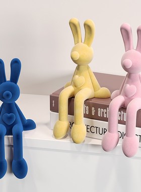 坐姿长耳兔子电视柜摆件s轻奢高档软装饰品家居客厅玄关高级感酒