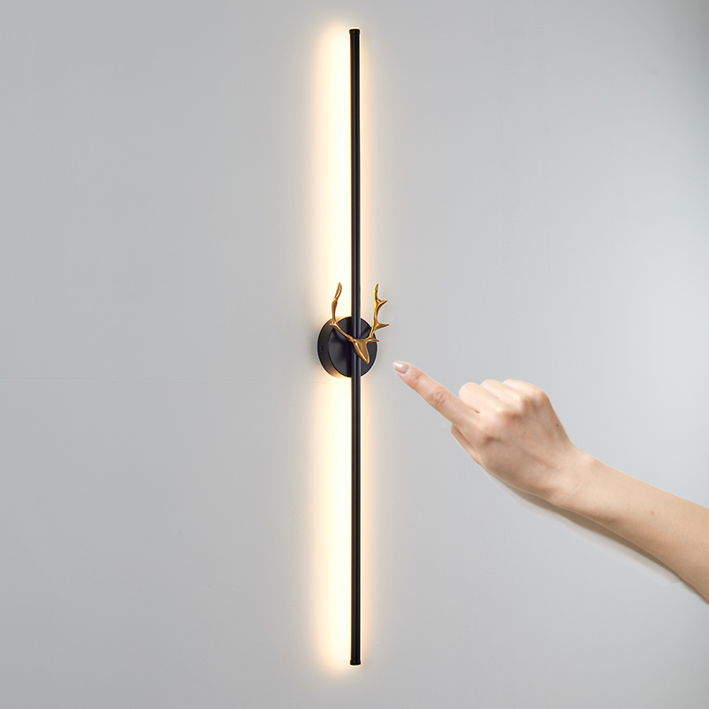 触摸开关鹿角壁灯格栅灯客厅电视墙背景墙极简长条壁灯卧室床头灯 - 图0