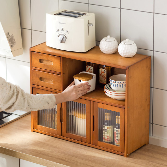 Kitchen storage a rack countertop dish rack seasoning storage cabinet home multi-function storage cabinet desktop dining edge