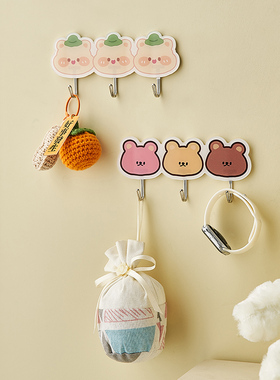 卡通门口挂钩入户钥匙挂架可爱创意装饰家用玄关置物架墙面衣帽钩