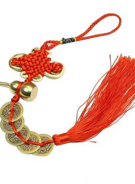 五帝钱门对门镇宅开葫芦光真品铜钱串门口压门槛中国吉祥结挂件