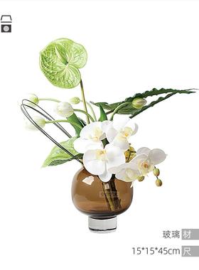 空合 现代轻奢玻璃插花器 售楼处洽谈桌茶几桌花设计感装饰品摆件