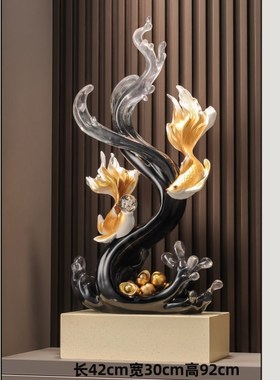 风生水起入户玄关造景招财鱼轻奢高档客厅电视柜T装饰品艺术大摆