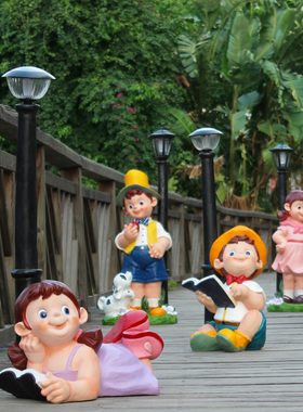 户外卡通人物玻璃钢儿童雕塑公园林景观装饰广场学校小品娃娃摆件