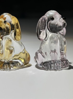 淄博动物琉璃水晶狗家居车载办公桌面工艺品猫狗玻璃摆件装饰礼物