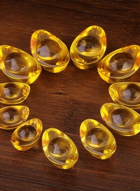 黄水晶纯铜包邮摆件聚宝盆配件家居开业礼品创意琉璃金元宝饰品