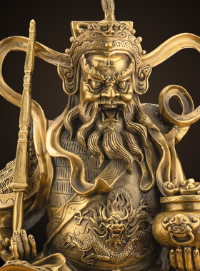 纯铜赵公明财神骑虎像武财神爷神像家用供奉招财摆件开业礼品