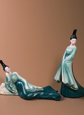 高档新中式创意只此青绿艺术家居摆件客厅茶台餐厅装饰乔迁礼物