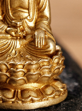 纯铜随身小佛像阿弥陀佛观音文殊地藏迷你家用黄财神供奉摆件一寸