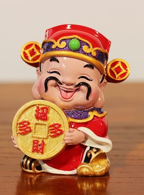 妙工坊财神小摆件招财办公桌发财公仔财神爷家居饰品客厅车载装饰