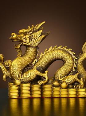 铜龙摆件黄铜聚宝盆龙祥云龙葫芦龙生肖龙家居办公室装饰工艺礼品