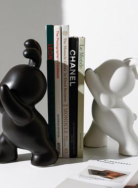 创意可爱兔子书档摆件现代家居简约风酒柜装饰品摆设书房桌面书靠