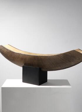 简约现代新中式船型长条摆件样板房售楼处客厅玄关别墅家居装饰品