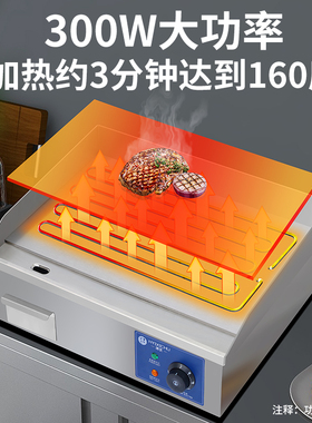 鸿艺手抓饼机器电扒炉商用燃气摆摊家用铁板烧煎炸一体锅烤冷面机