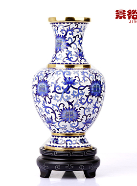 10寸景泰蓝花瓶摆件青花瓷铜胎掐丝中式客厅装饰品商务会议礼品