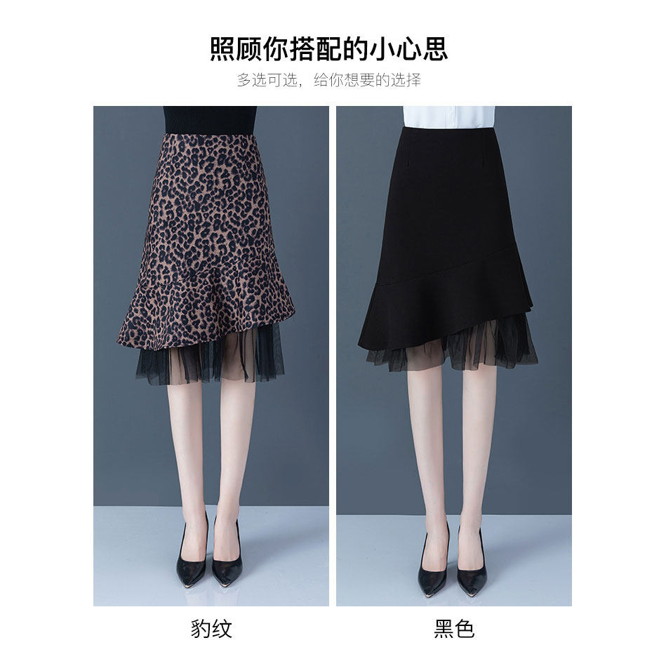 秋黑色荷叶边2020春秋高腰包臀裙子 纤丝朵半身裙