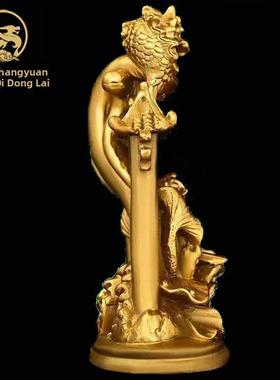 纯铜鲤鱼跃龙门摆件招财铜鱼化龙年年有鱼开业家居书房桌面装饰品