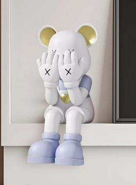 轻奢简约时尚坐姿暴力熊公仔玄关客厅电视柜橱窗装饰大型落地摆件