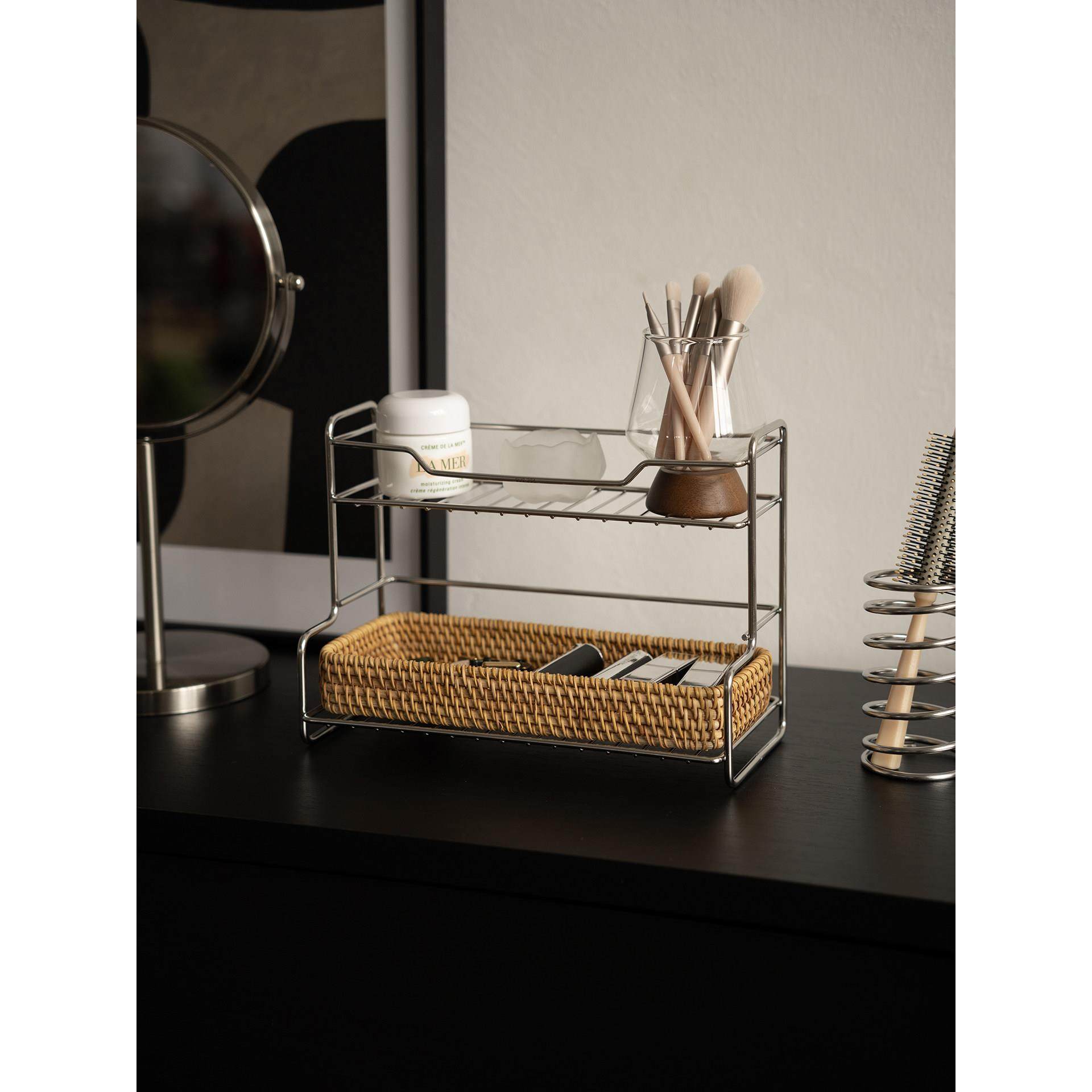 shy pear羞梨 收纳架 不锈钢桌面化妆品收纳梳妆台玄关杂物置物架,淘宝优惠券,粉丝福利购,淘宝优惠卷