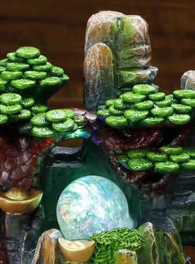 财源广进流水喷泉假山元宝小金蟾风水轮流水器客厅装饰祝招财摆件