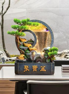 新中式假山水幕墙流水生财摆件循环水客厅玄关风水轮景观开业乔迁