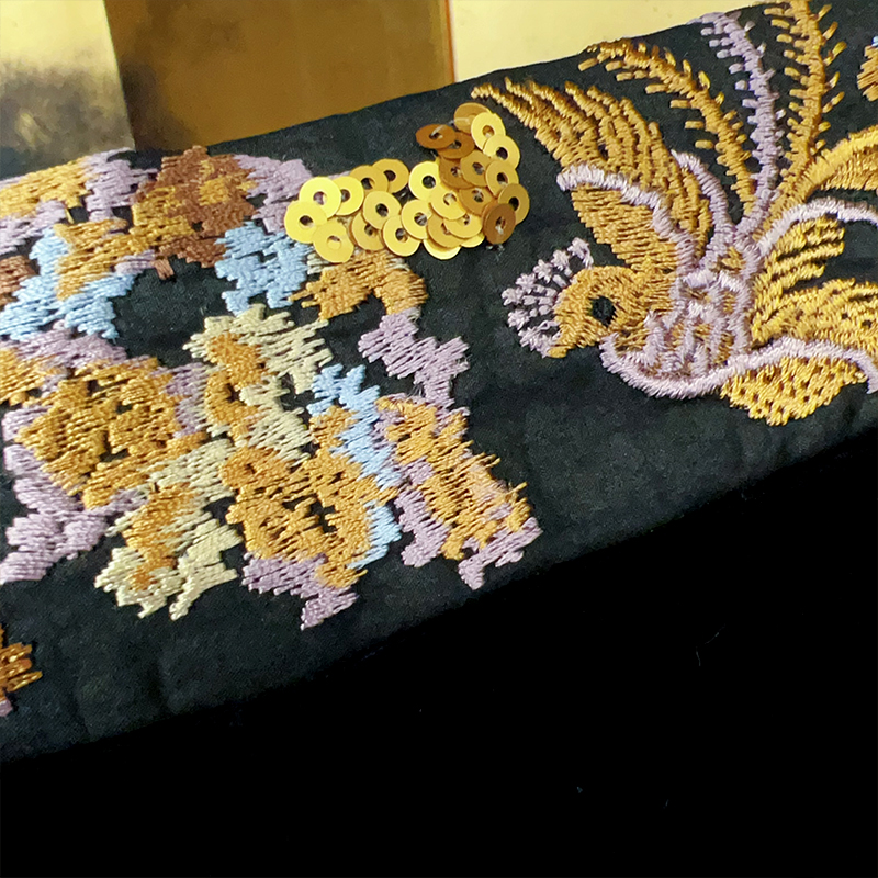 复古日记新中式100桑蚕丝底丝绒国风女装绣花显瘦裤子245K5375 - 图1