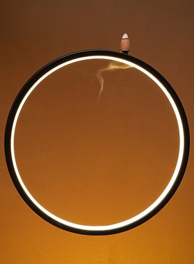 led灯圈摆件新中式禅意创意客厅玄关办公室家用桌面家居装饰摆设