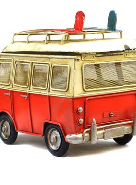 复古怀旧巴士模型创意老爷车纸抽盒桌面摆件家居软装饰车模纸巾盒