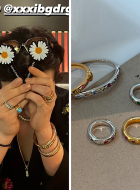 权志龙同款银色素圈戒指女