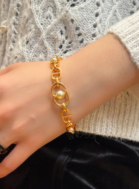 DICD/D家字母猪鼻子珍珠手链女