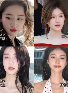 S999纯银素圈耳钉女生