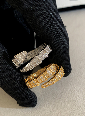 欧美金色蛇形开口戒指女