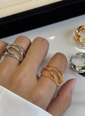 金色不规则食指戒指女