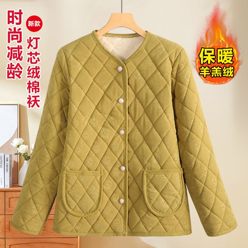 秋冬中老年新款棉服2024棉袄棉衣加绒休闲加厚保暖外套妈妈 - 图2